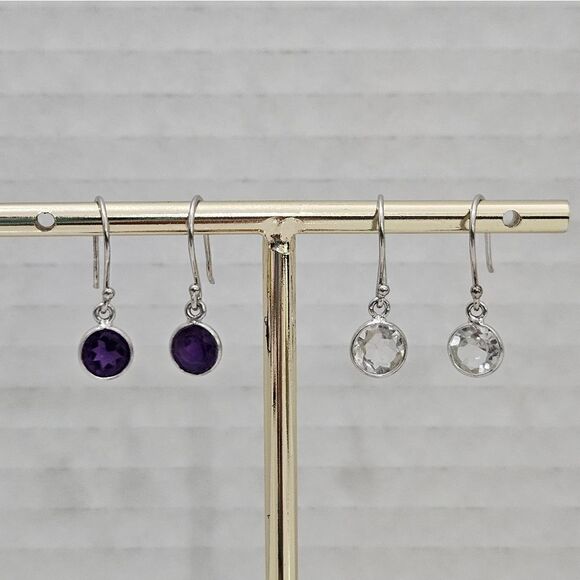 NEW, Set of 4 natural gemstones and Sterling Silver dangle earrings. - Picture 3 of 4